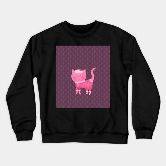 The pink kitten feeling good in her cosy outfit Crewneck Sweatshirt by marina63